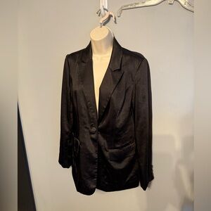 Skies Are Blue Midnight Black Satin Jacket Medium